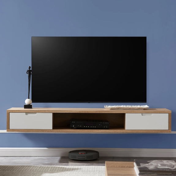 AIR AIR ENTERTAINMENT UNIT WALL MOUNT - 1500X390 - OAK/WHITE