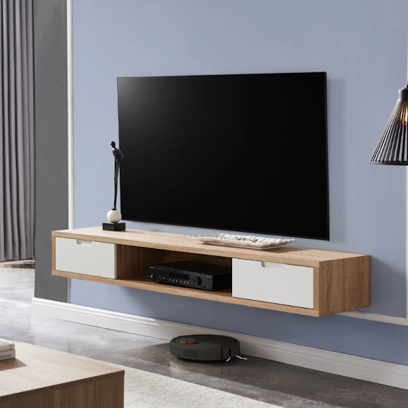 AIR AIR ENTERTAINMENT UNIT WALL MOUNT - 1500X390 - OAK/WHITE