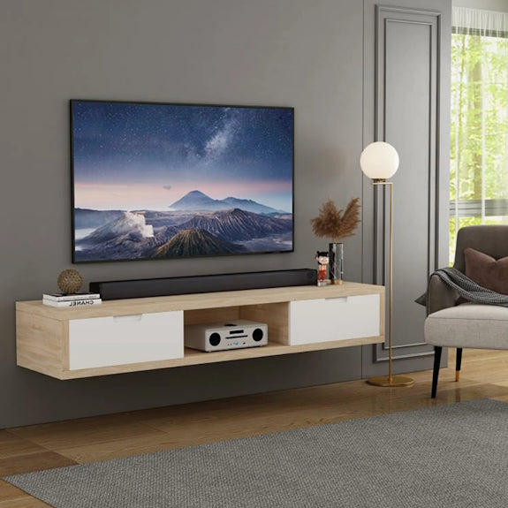 AIR AIR ENTERTAINMENT UNIT WALL MOUNT - 1500X390 - OAK/WHITE