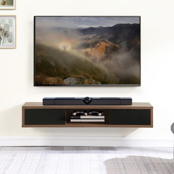 AIR AIR ENTERTAINMENT UNIT WALL MOUNT - 1500X390 - DARK OAK/BLK