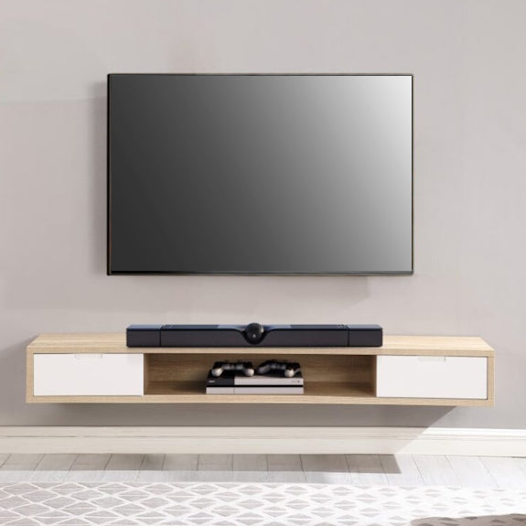 AIR AIR ENTERTAINMENT UNIT WALL MOUNT - 2000X390 - OAK/WHITE
