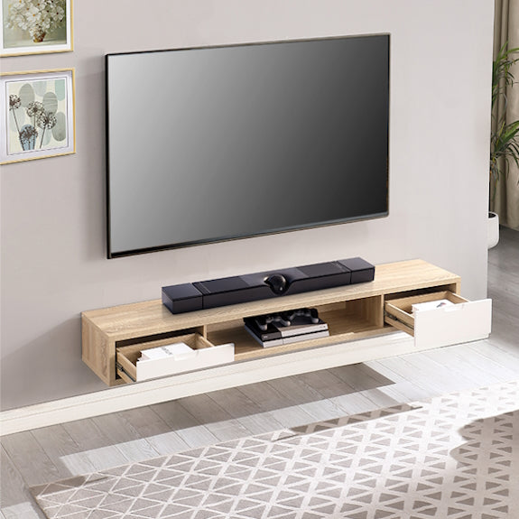 AIR AIR ENTERTAINMENT UNIT WALL MOUNT - 2000X390 - OAK/WHITE
