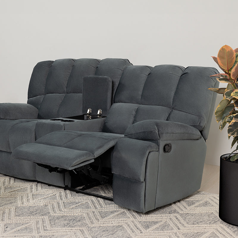 AUGUSTUS AUGUSTUS DARK GREY - FABRIC - 2 SEAT RECLINER W CONSOLE
