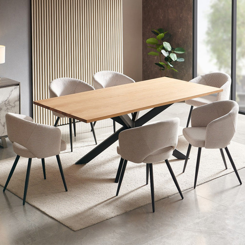 BARLOW BARLOW 7 PCE DINING SET/MATZO DINING CHAIR - NATURAL/BEIGE