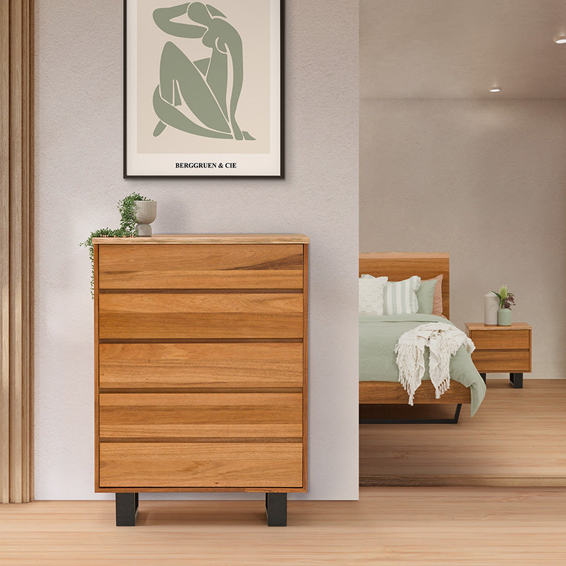 BAXTER BAXTER TALLBOY - 5 DRAWER - BLACKWOOD