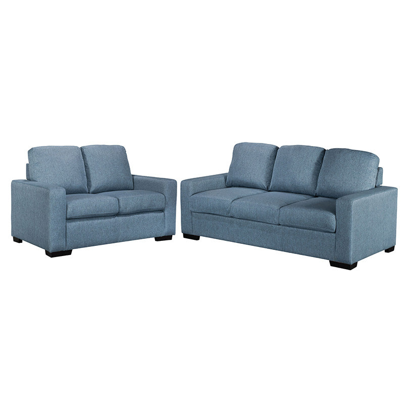 BILLY BILLY STEEL BLUE - LINEN FABRIC - 2 + 3 SEAT SOFA PAIR