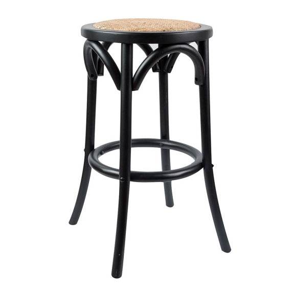 Café Kitchen Bar Stool - Black/Rattan