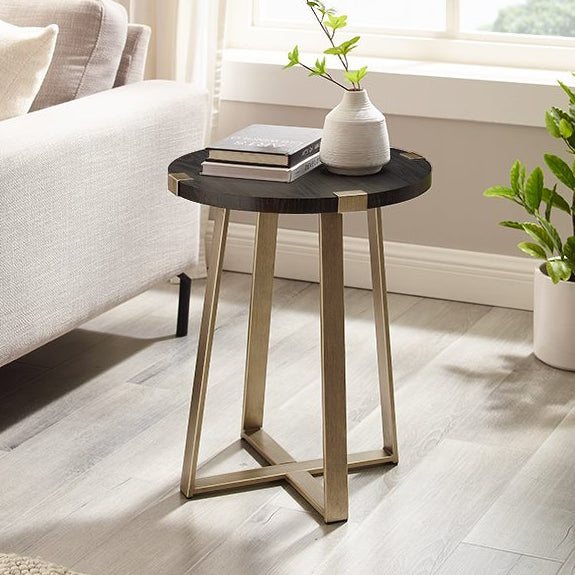 CAPRI CAPRI SIDE TABLE - 445 ROUND - BLACK/GOLD