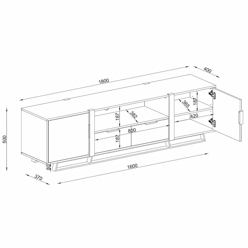 CAPRI CAPRI ENTERTAINMENT UNIT - 1800X400 - DARK OAK/BLACK
