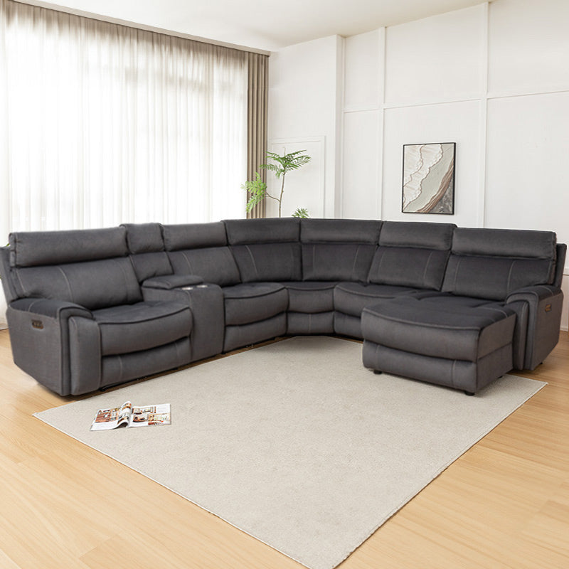 DYNASTY DYNASTY CHARCOAL - VELOUR SUEDE - CORNER WITH RHF CHAISE