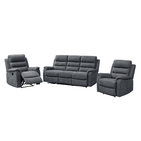EDISON EDISON CHARCOAL - MIST SUEDE - 3 PCE LOUNGE SUITE 3RR+R+R