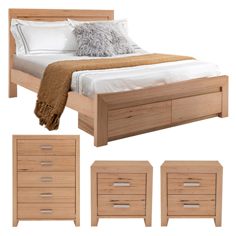 EVA EVA KING BEDROOM SUITE 4PCE - MESSMATE NATURAL