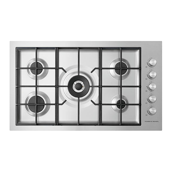 FISHERPAYKEL GAS COOKTOP BRUSHED STAINLESS STEEL 90CM