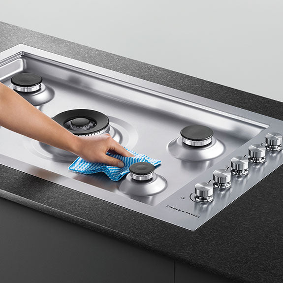 FISHERPAYKEL GAS COOKTOP BRUSHED STAINLESS STEEL 90CM