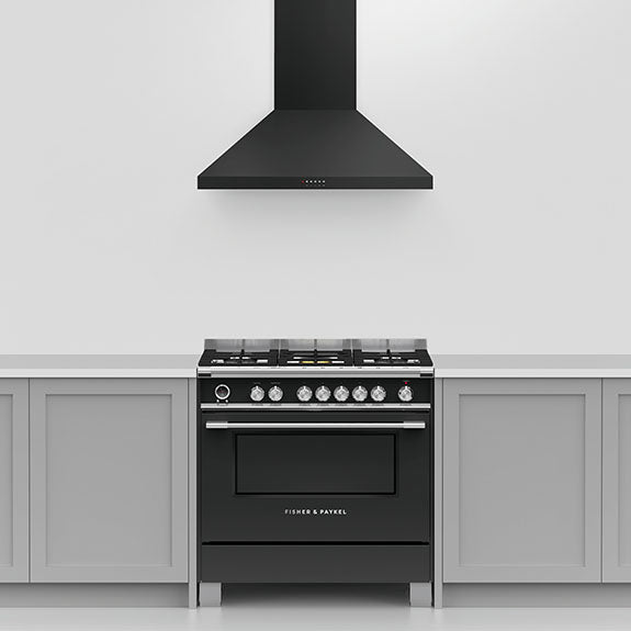 FISHERPAYKEL CANOPY WALL RANGEHOOD BLACK 90CM