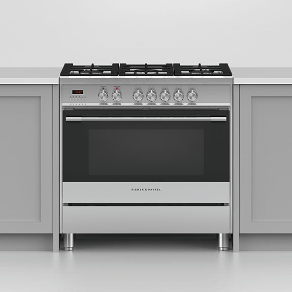 FISHERPAYKEL FREESTANDING DUAL FUEL COOKER STAINLESS STEELL 90CM