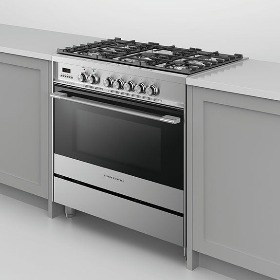FISHERPAYKEL FREESTANDING DUAL FUEL COOKER STAINLESS STEELL 90CM