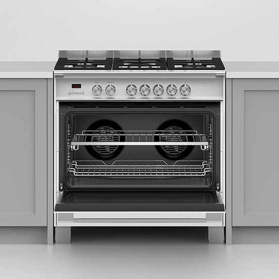 FISHERPAYKEL DUAL FUEL FREESTANDING COOKER WHITE 90CM