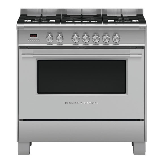 FISHERPAYKEL DUAL FUEL FREESTANDING COOKER STAINLESS STEEL 90CM