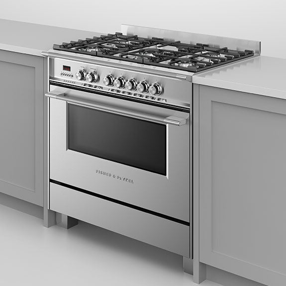 FISHERPAYKEL DUAL FUEL FREESTANDING COOKER STAINLESS STEEL 90CM
