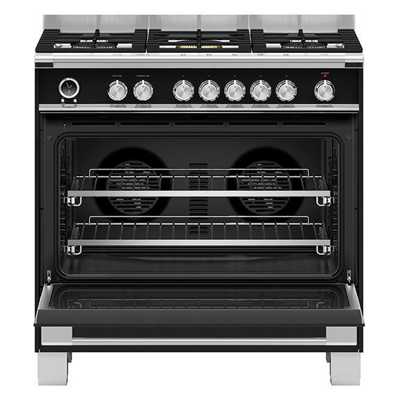 FISHERPAYKEL DUAL FUEL FREESTANDING COOKER BLACK 90CM