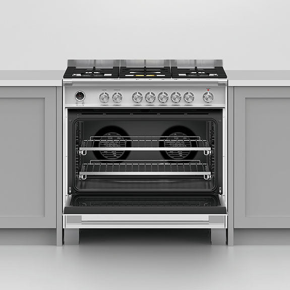 FISHERPAYKEL DUAL FUEL FREESTANDING COOKER WHITE 90CM