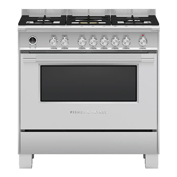 FISHERPAYKEL DUAL FUEL FREESTANDING COOKER STAINLESS STEEL 90CM