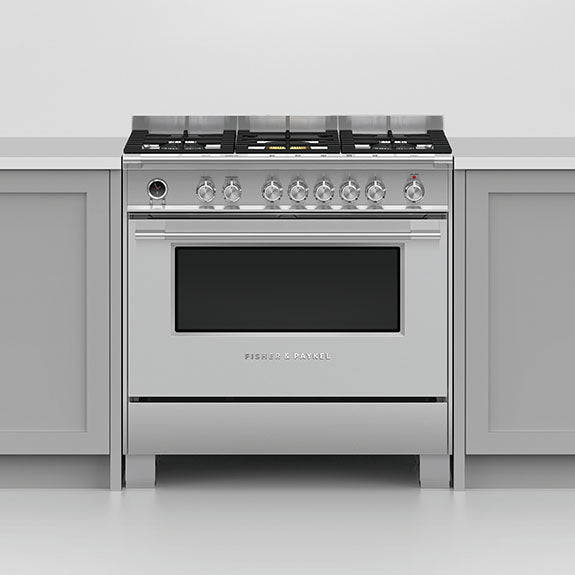 FISHERPAYKEL DUAL FUEL FREESTANDING COOKER STAINLESS STEEL 90CM