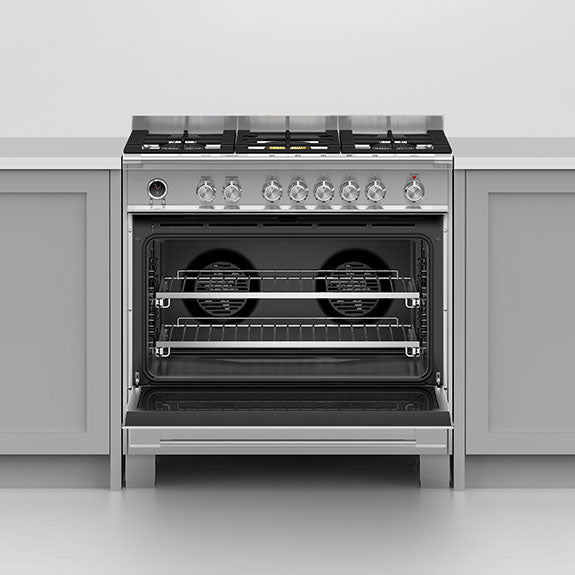 FISHERPAYKEL DUAL FUEL FREESTANDING COOKER STAINLESS STEEL 90CM
