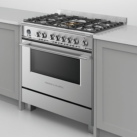 FISHERPAYKEL DUAL FUEL FREESTANDING COOKER STAINLESS STEEL 90CM