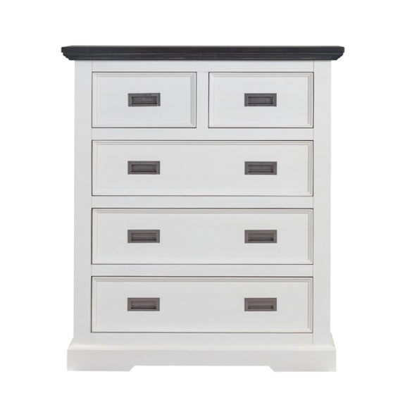 HAMPTON HAMPTON KING BEDROOM SUITE 4 PCE - WHITE/DARK TIMBER