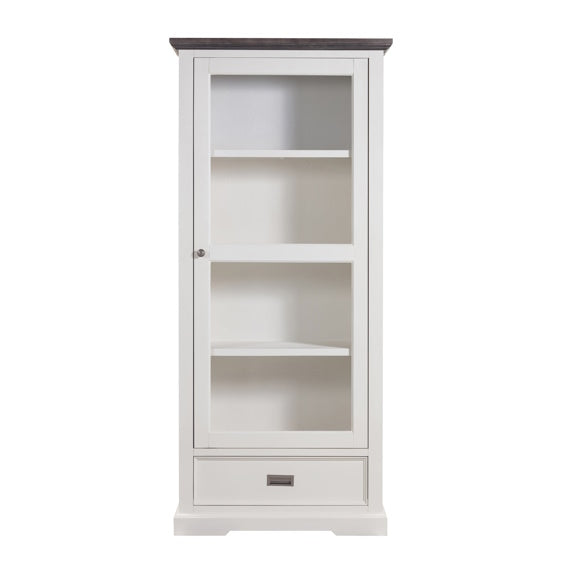 HAMPTON HAMPTON DISPLAY CABINET - 4 SHELF 1 DRAWER - WHITE/DARK TI