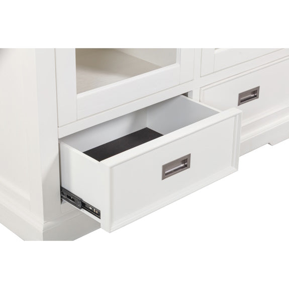 HAMPTON HAMPTON DISPLAY CABINET - 4 SHELF 2 DRAWER - WHITE/DARK TI