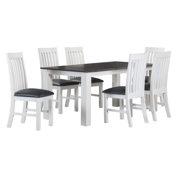 HAMPTON HAMPTON 7 PCE DINING SET 1800 - WHITE/DARK TIMBER