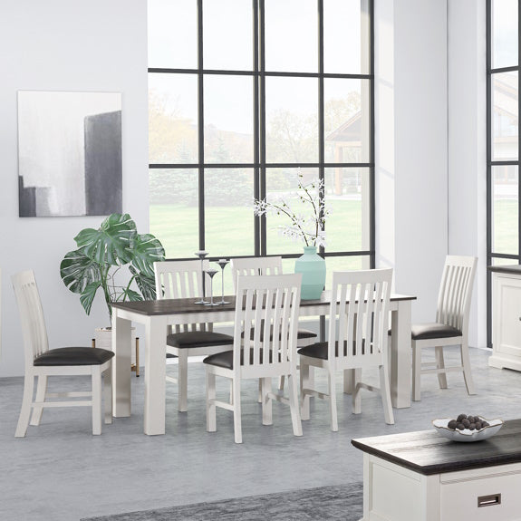 HAMPTON HAMPTON 7 PCE DINING SET 1800 - WHITE/DARK TIMBER