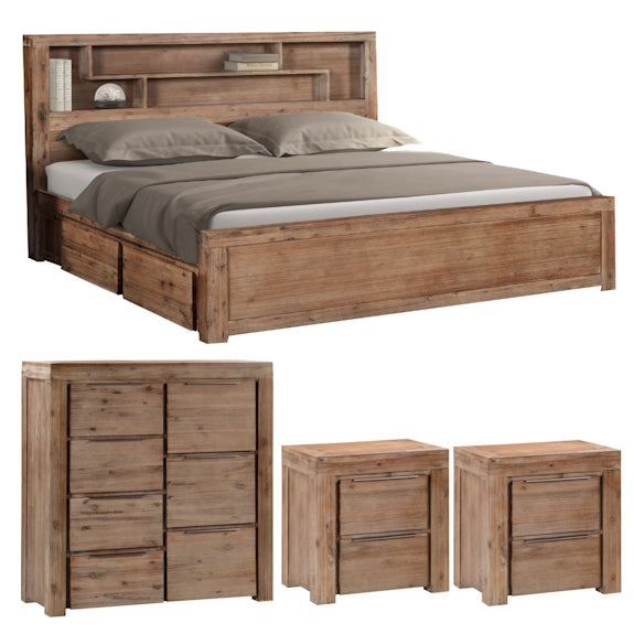 LINCOLN LINCOLN 4 PCE BEDROOM SUITE TALLBOY - QUEEN