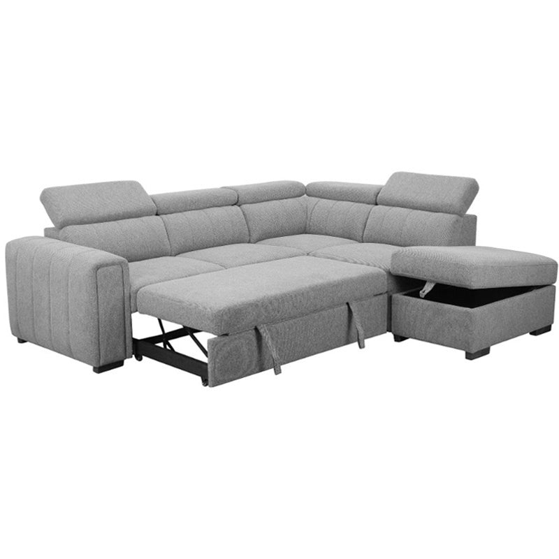 ODELIA ODELIA GREY - FABRIC - CORNER SOFABED RHF STORAGE OTTOMAN