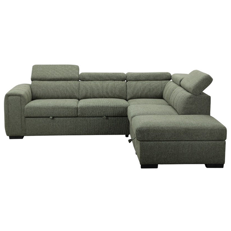 ODELIA ODELIA GREEN - FABRIC - CORNER SOFABED RHF STORAGE OTTOMAN