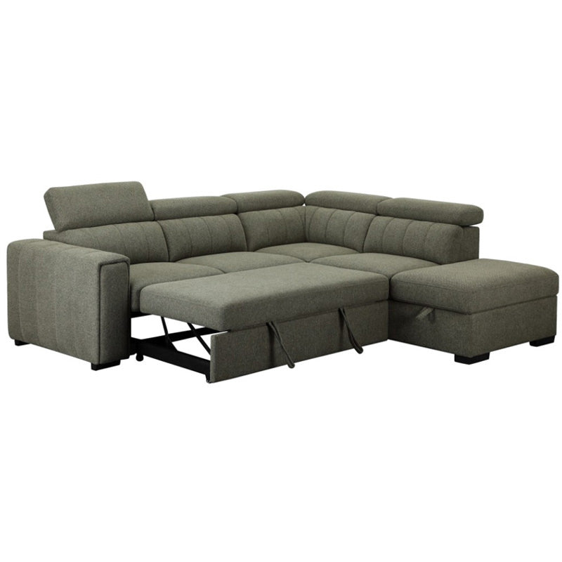 ODELIA ODELIA GREEN - FABRIC - CORNER SOFABED RHF STORAGE OTTOMAN