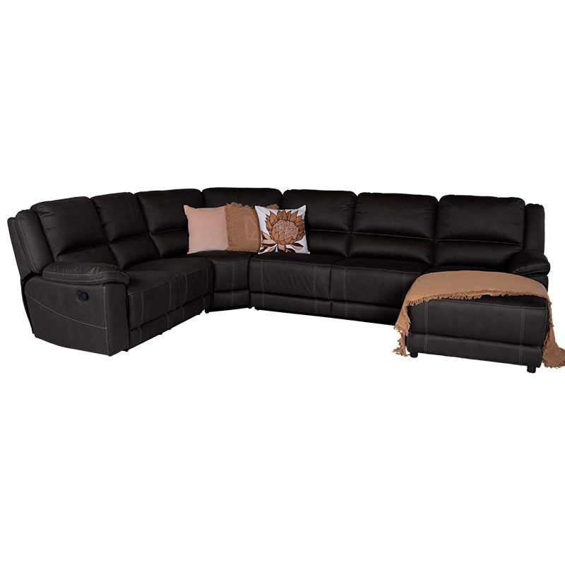 Oregon 6 Seater Corner Fabric Lounge with RHF Chaise - Jet