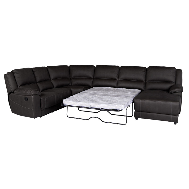 Oregon 6 Seater Corner Fabric Lounge with RHF Chaise - Jet