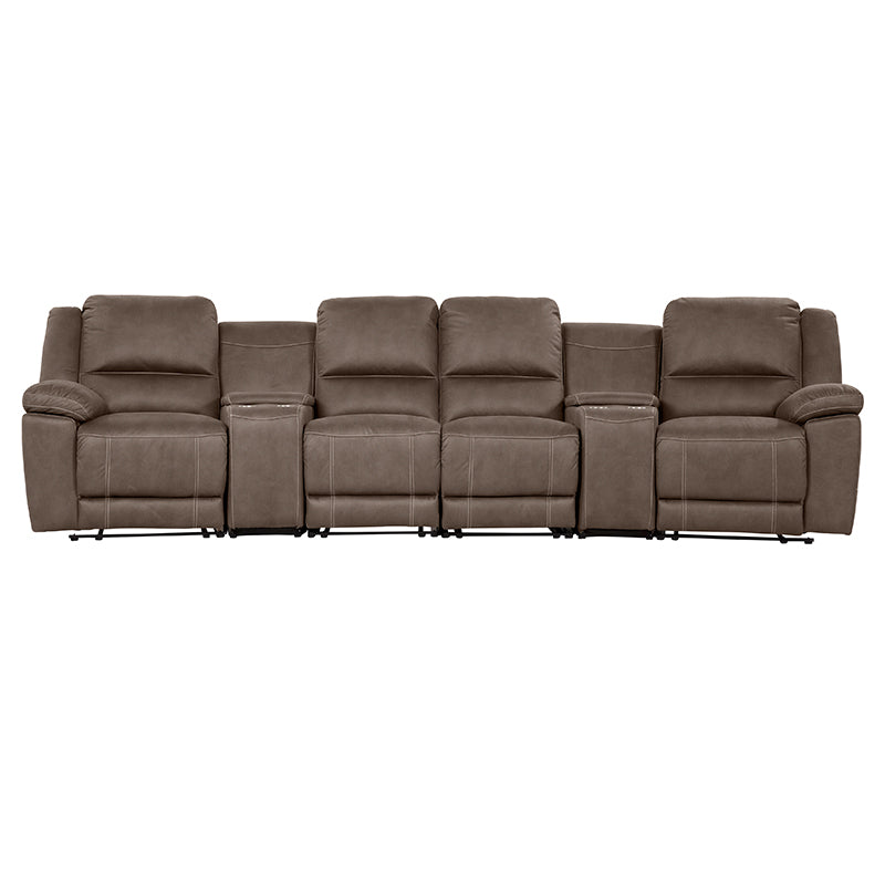 Oregon 4 Seater Recliner Home Theatre Fabric Lounge - Graphite