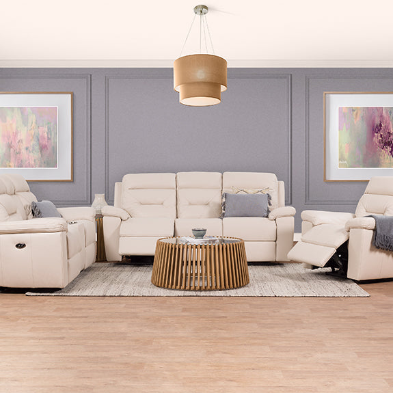RENATO RENATO TAUPE - LEATHER - 3 SEAT ELECTRIC RECLINER
