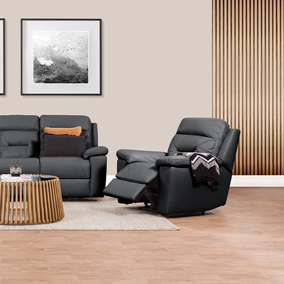 RENATO RENATO BLACK - LEATHER - ELECTRIC RECLINER