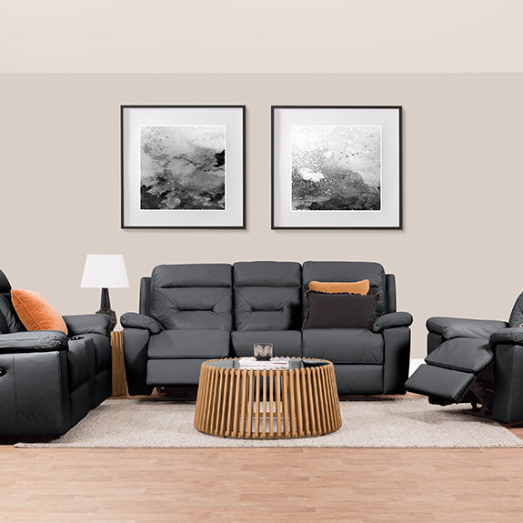 RENATO RENATO BLACK - LEATHER - 3 SEAT ELECTRIC RECLINER