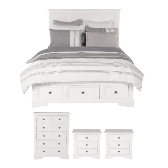 SALA MKII SALA MKII QUEEN BEDROOM SUITE TALLBOY 4 PCE - WHITE