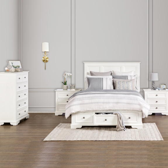 SALA MKII SALA MKII QUEEN BEDROOM SUITE TALLBOY 4 PCE - WHITE
