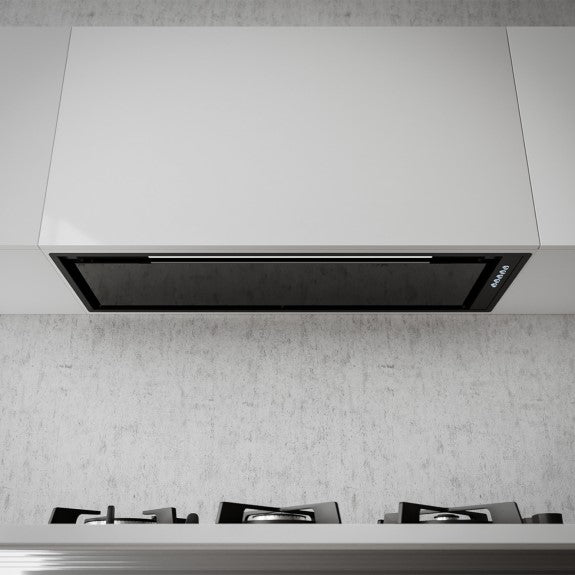 SIRIUS UNDERMOUNT RANGEHOOD BLACK HEATED GLASS 85cm
