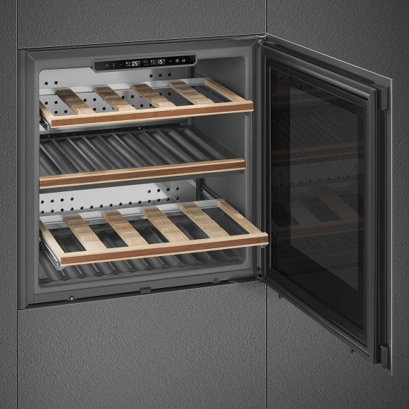 SMEG DOLCE STIL NOVO BUILT-IN WINE COOLER REVERSIBLE BLACK 29 Bottles