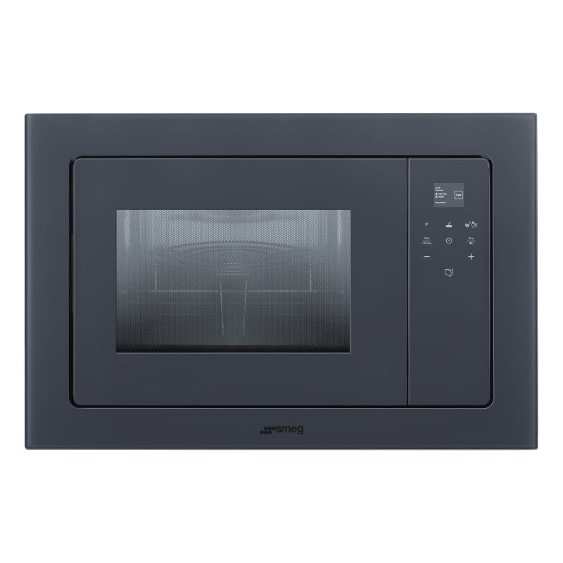 SMEG LINEA BUILT-IN 20L MICROWAVE WITH GRILL - NEPTUNE GREY 60cm